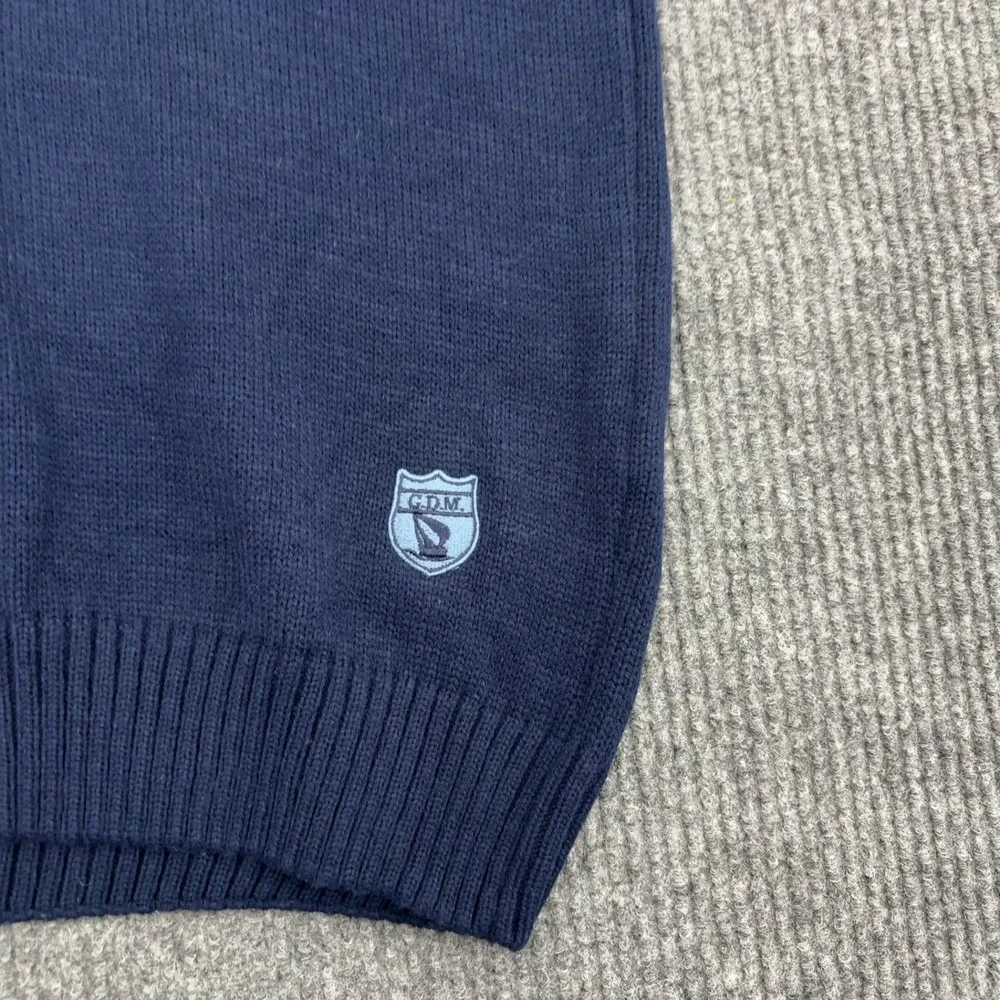 Giorgio Di Mare Sweater Mens XXL Blue Wool Blend Shawl Neck Elbow Patch Yachting